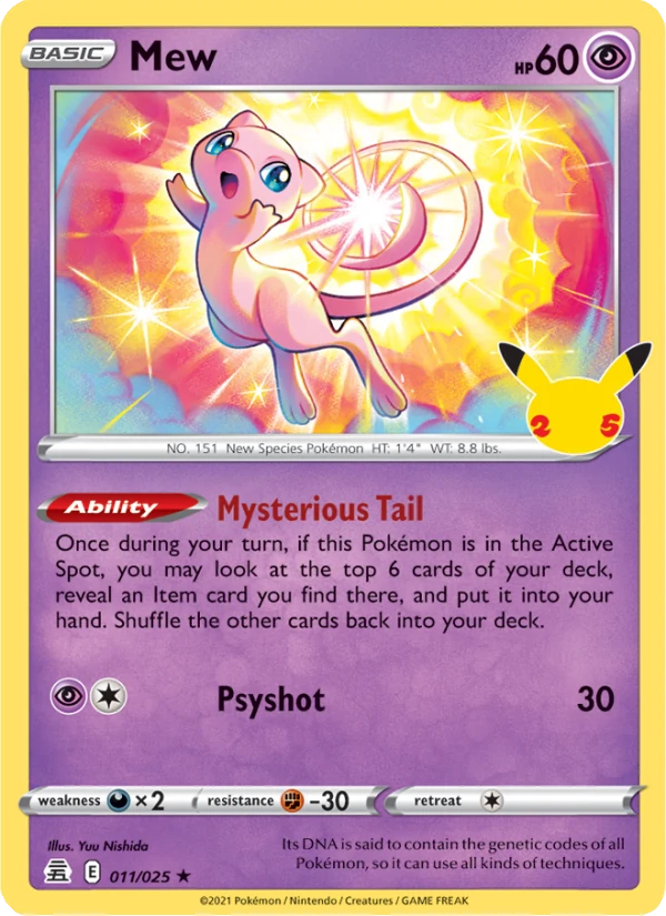 Mew 11/25 Celebrations Price: $2.73 Raw, $875 PSA 10